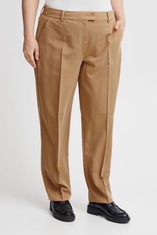 Fransa Regular Pleated Pants in Brown: front