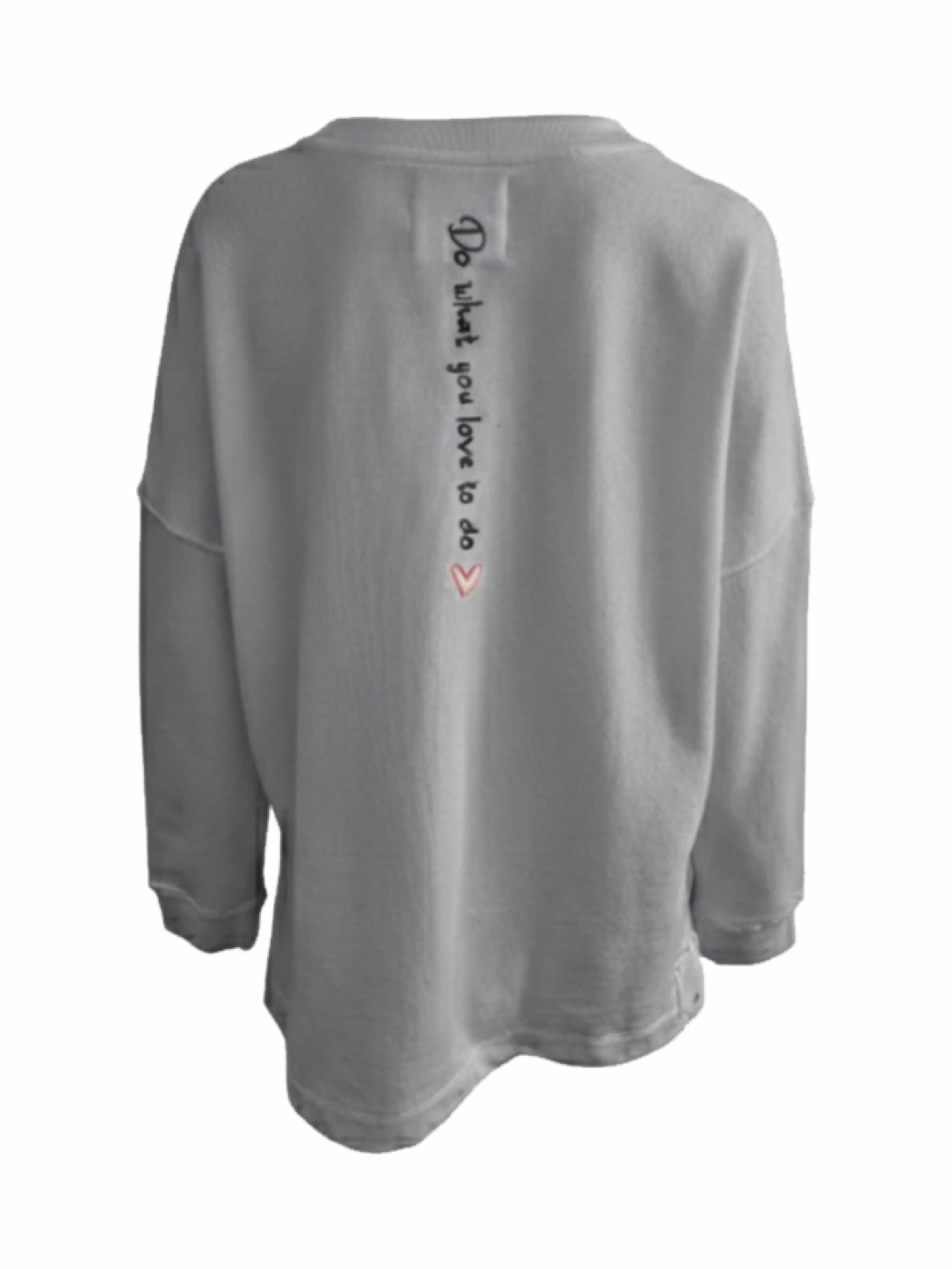 Sweat-shirt 'Sweatpullover mit Stickerei Do what you love - StellaC' LIKS. Munich en gris