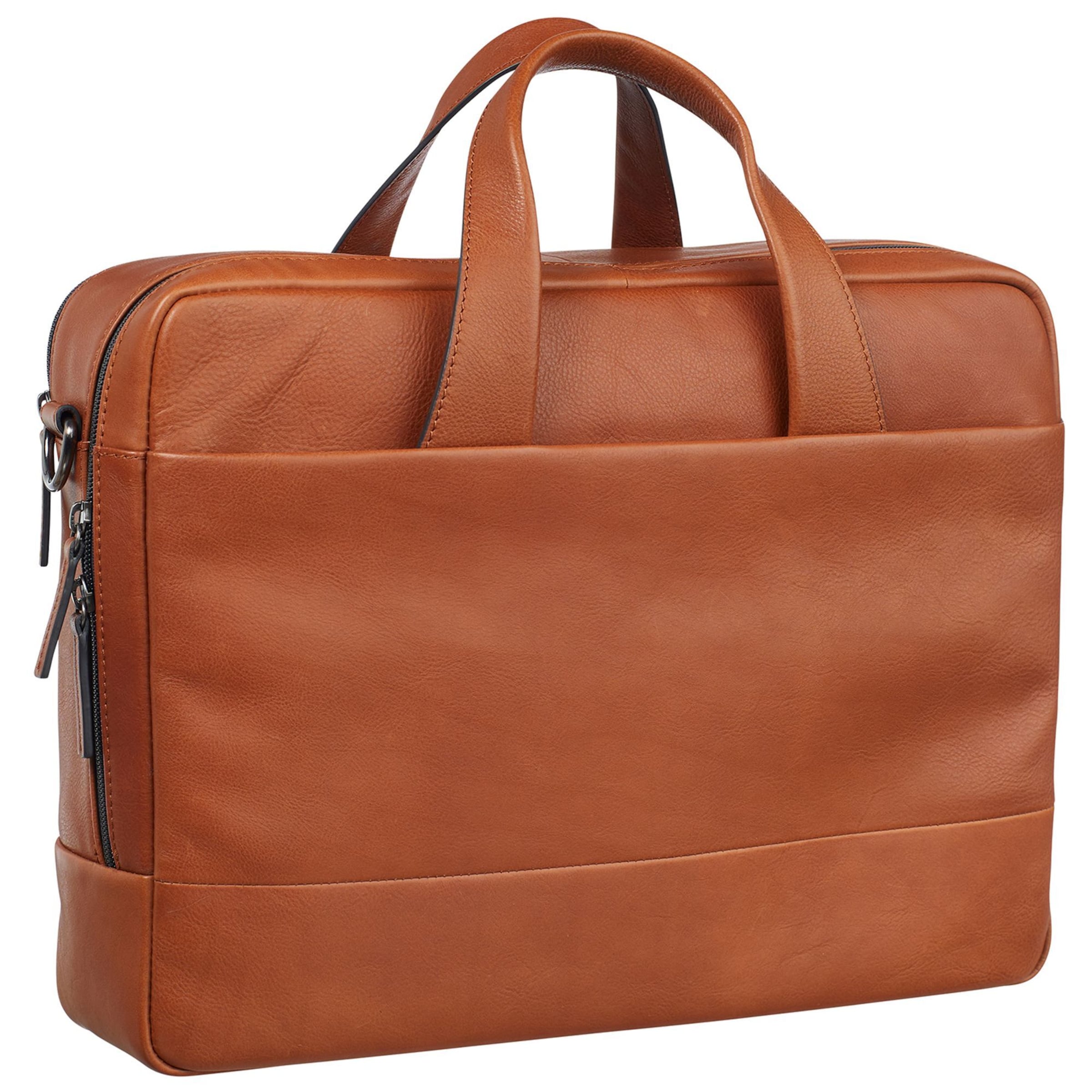 LEONHARD HEYDEN Document Bag 'Hamburg' in Brown: front