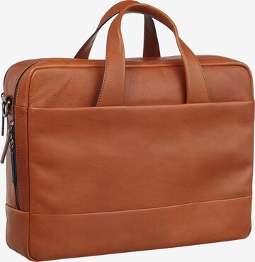 LEONHARD HEYDEN Document Bag 'Hamburg' in Brown: front