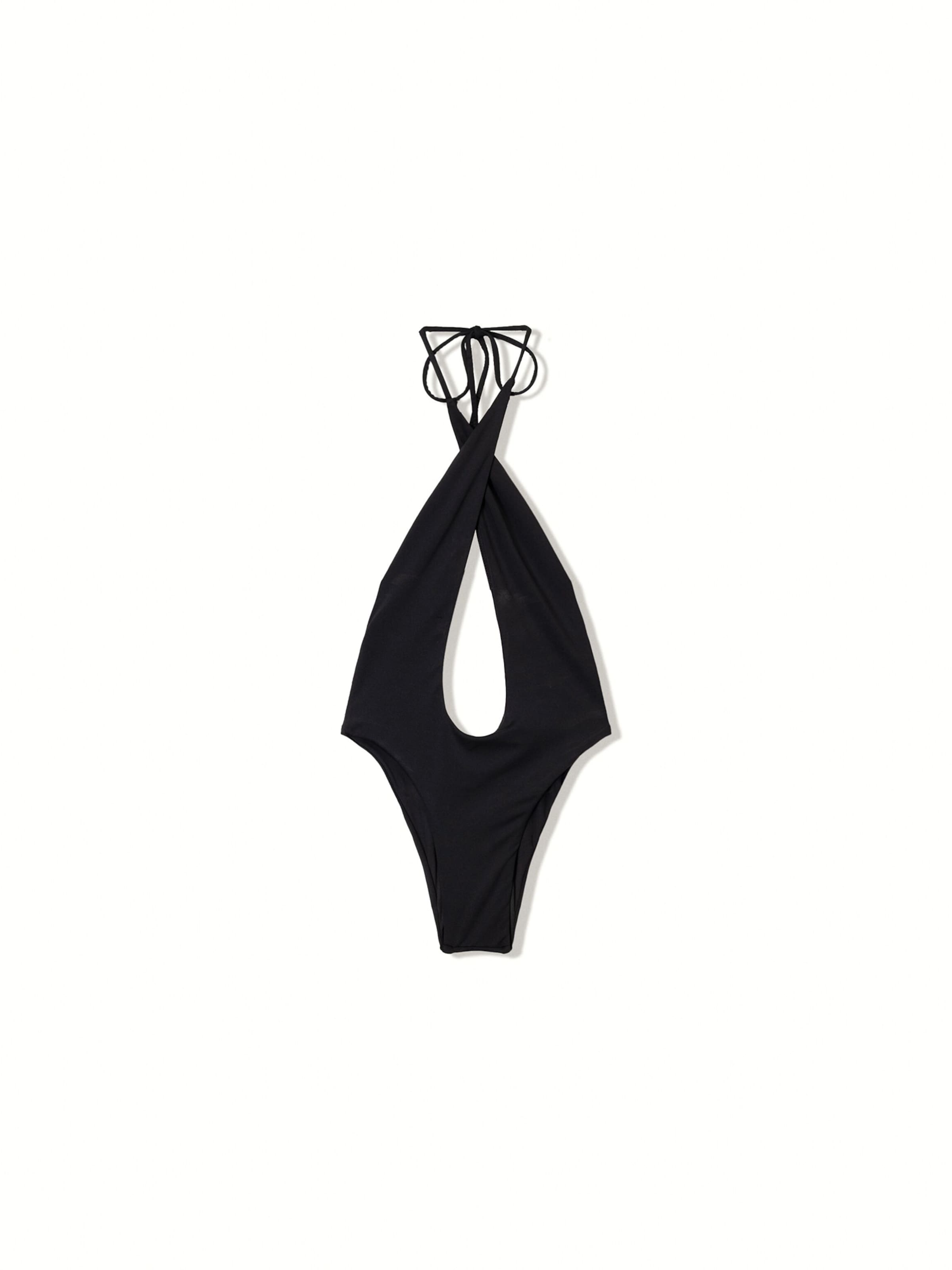 Bershka Swimsuit in Black: front