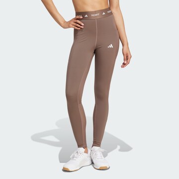 ADIDAS PERFORMANCE Skinny Sports trousers 'Stash' in Brown: front
