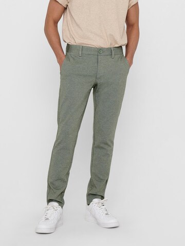 Only & Sons Слим фит Панталон Chino 'Mark' в зелено: отпред