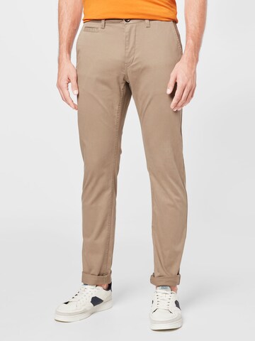 Coupe slim Pantalon chino 'Tavis' TOM TAILOR en beige : devant