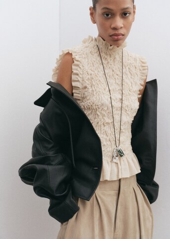 MANGO Knitted Top 'Nube' in Beige: front