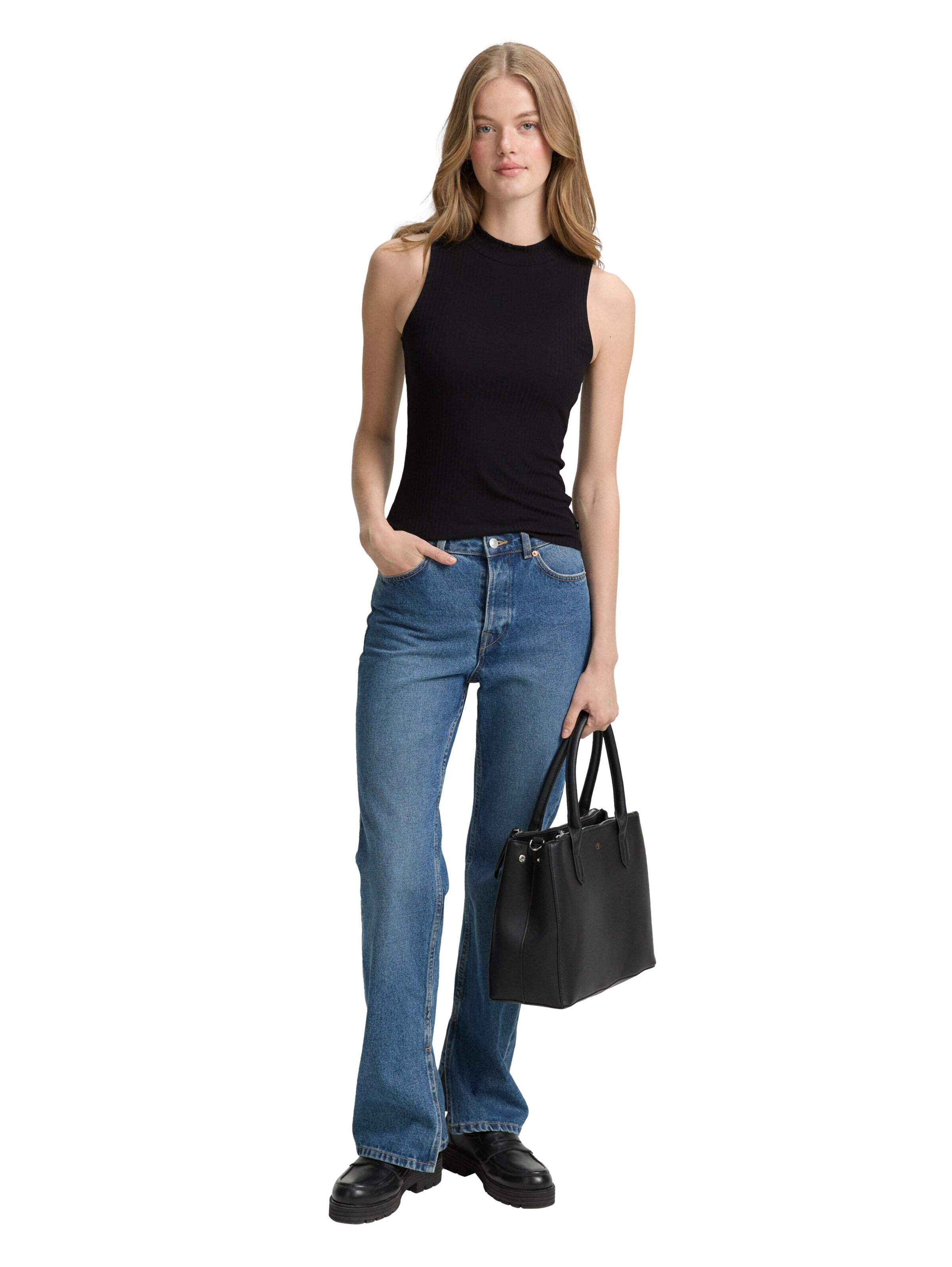 TOM TAILOR DENIM Top in Schwarz: Vorderseite