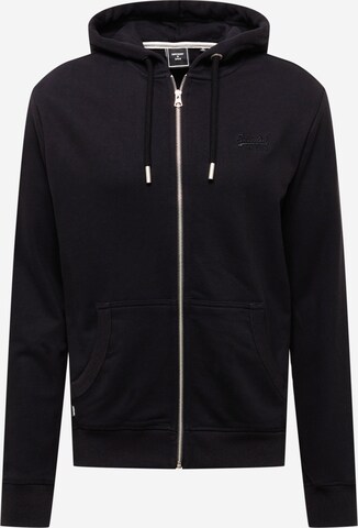 Superdry Zip-Up Hoodie in Black: front