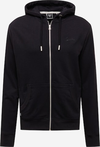 Superdry Zip-Up Hoodie in Black: front