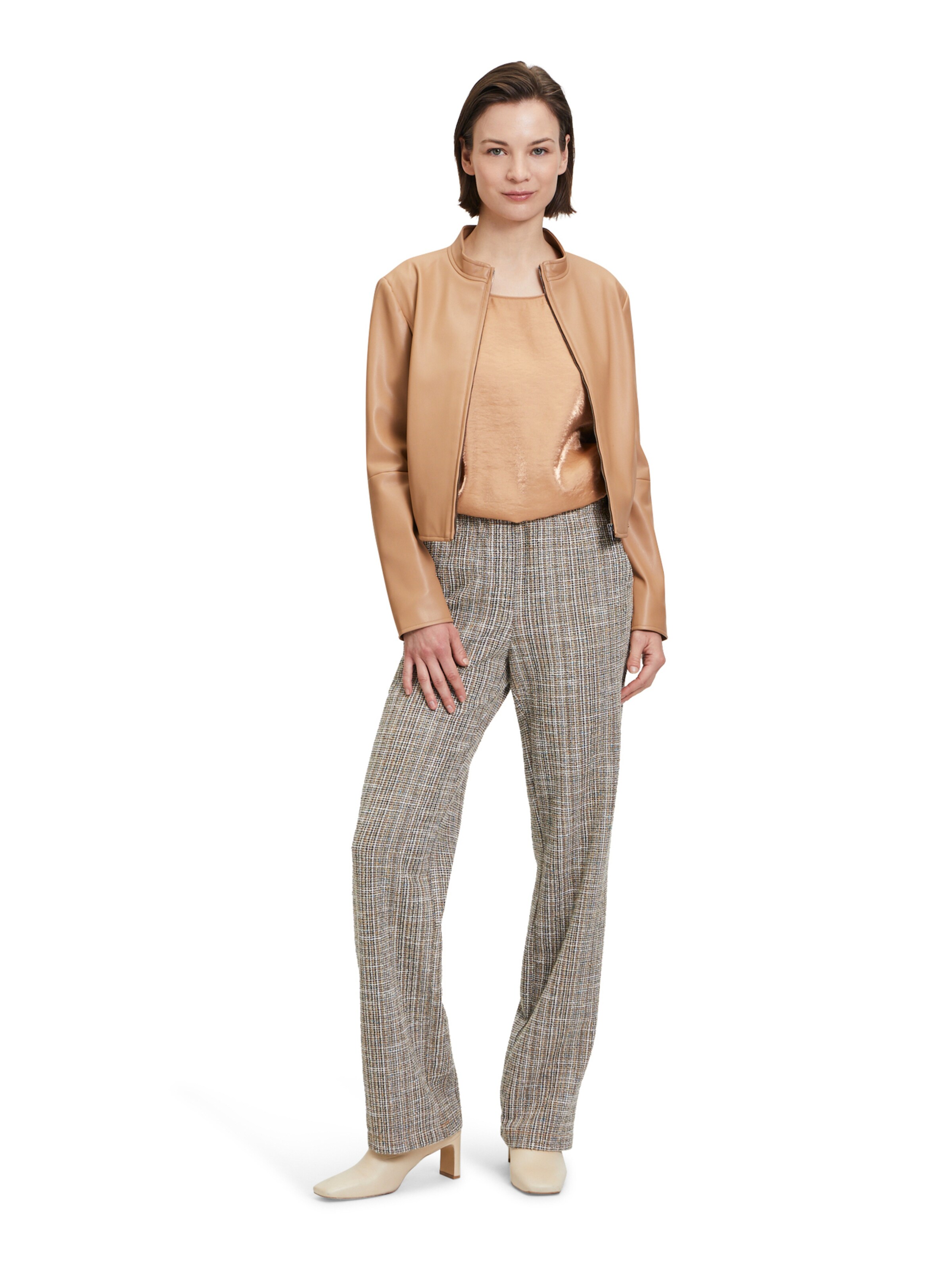 Betty & Co Bikerjacke mit Stehkragen in Braun