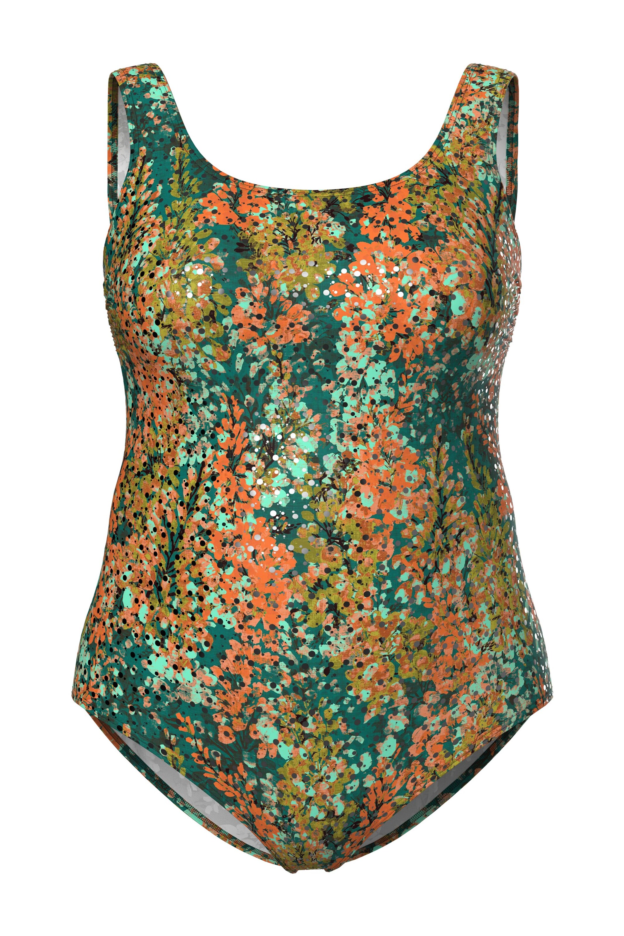 Ulla Popken Bustier Badeanzug in Grün: Vorderseite