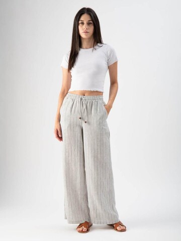 MND Regular Pants 'Striped linen trousers' in Grey: front