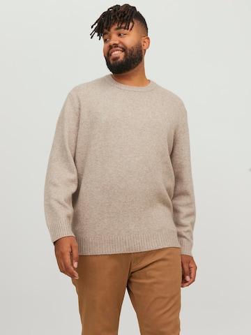 Jack & Jones Plus Sweter 'Ollie' w kolorze beżowy: przód