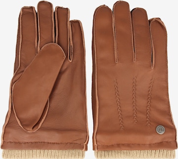 bugatti Full Finger Gloves in Brown: front