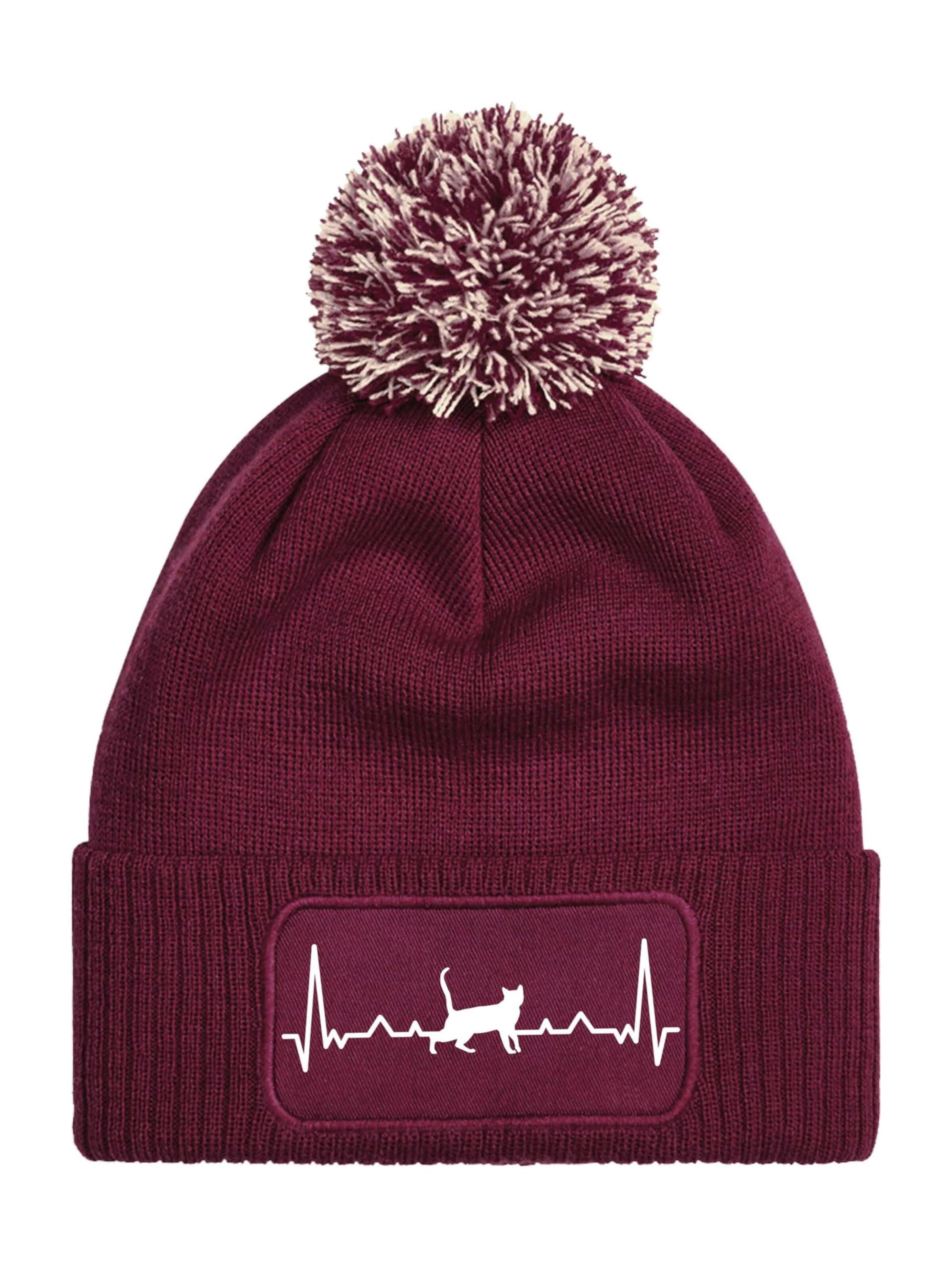 Youth Designz Mütze 'Heartbeat Katze'‌‌‌‌‌‌ in Rot: Vorderseite