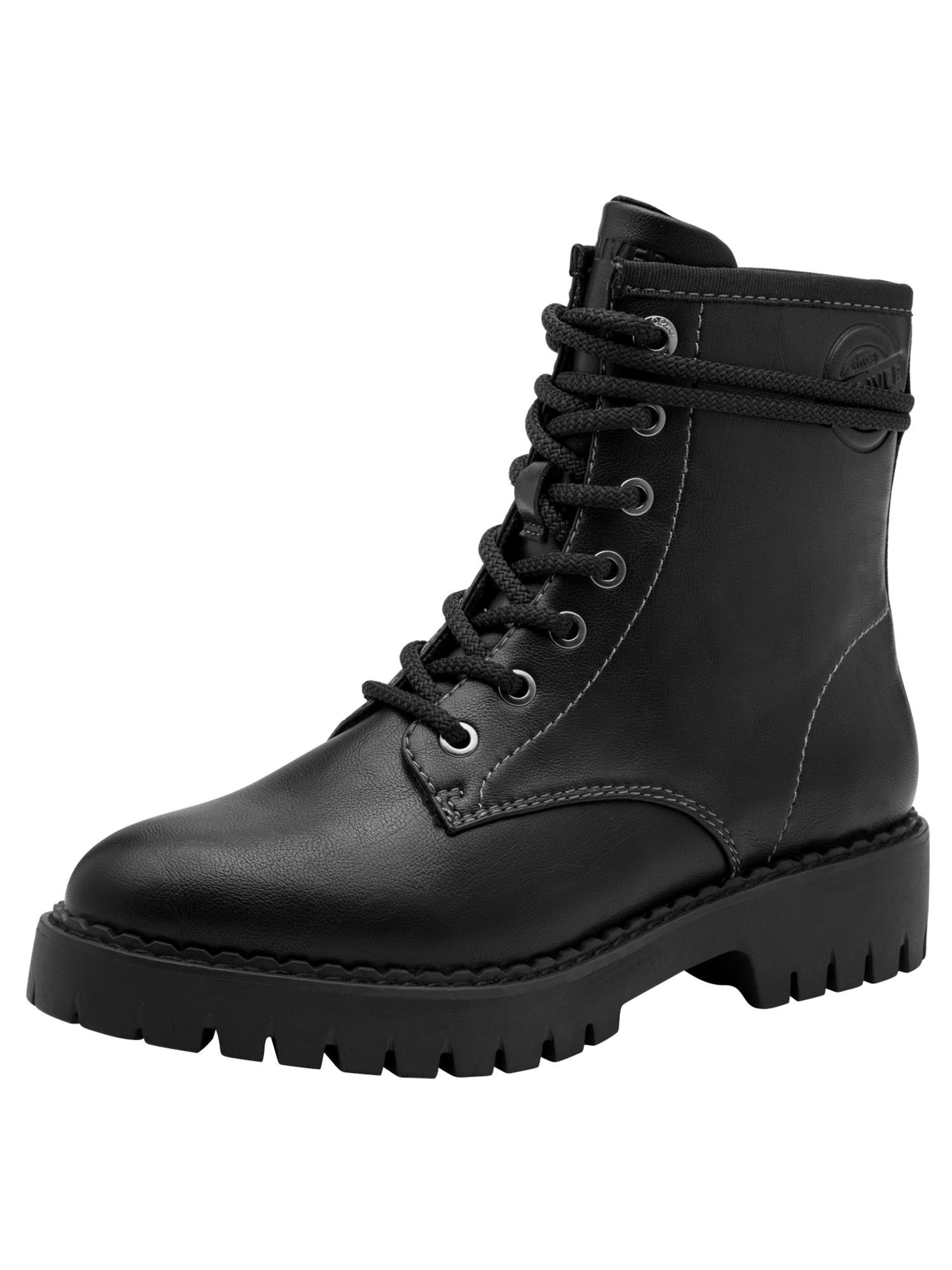 s.Oliver Lace-Up Ankle Boots in Black: front