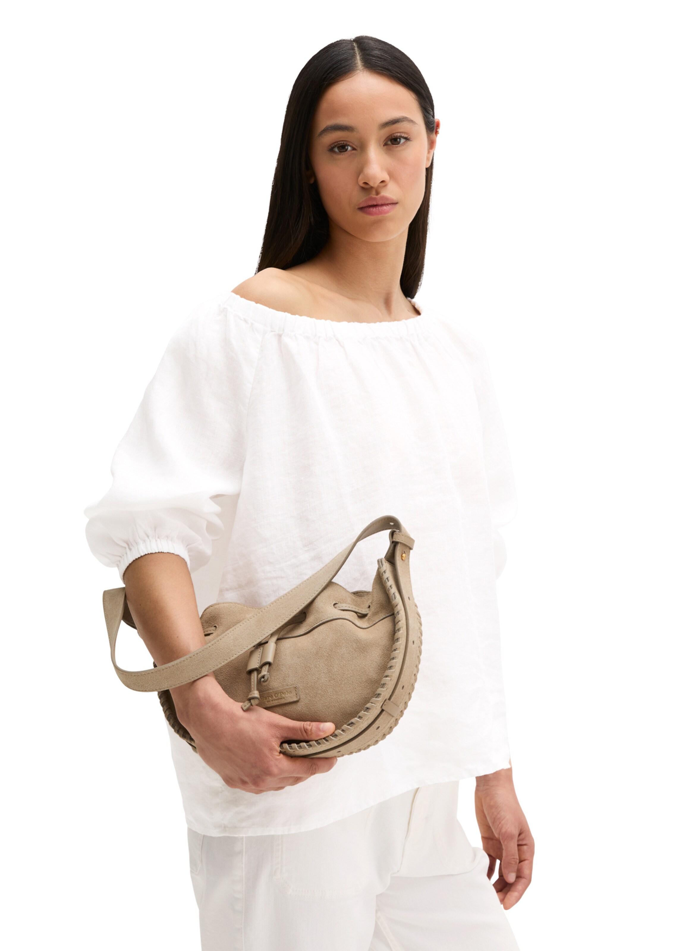 Marc O'Polo Schoudertas in Beige: voorkant