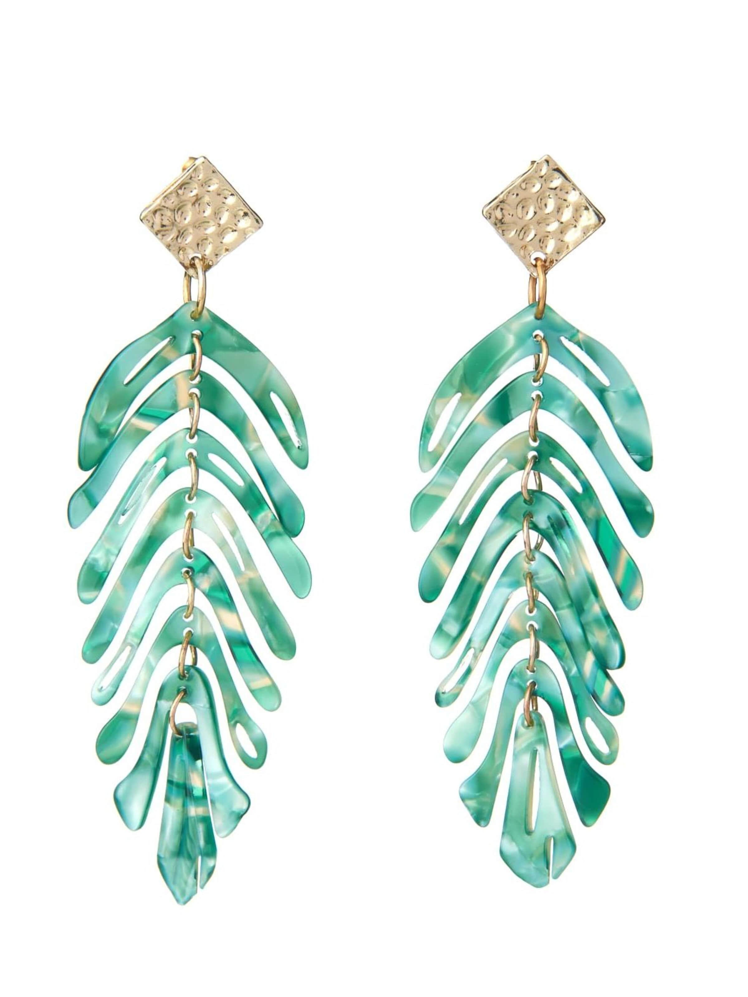 THE GEM STORIES JEWELRY Earrings 'Leaf Earrings' in Green: front