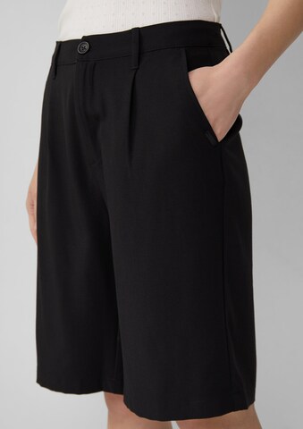 QS Loosefit Bandplooibroek in Zwart: voorkant