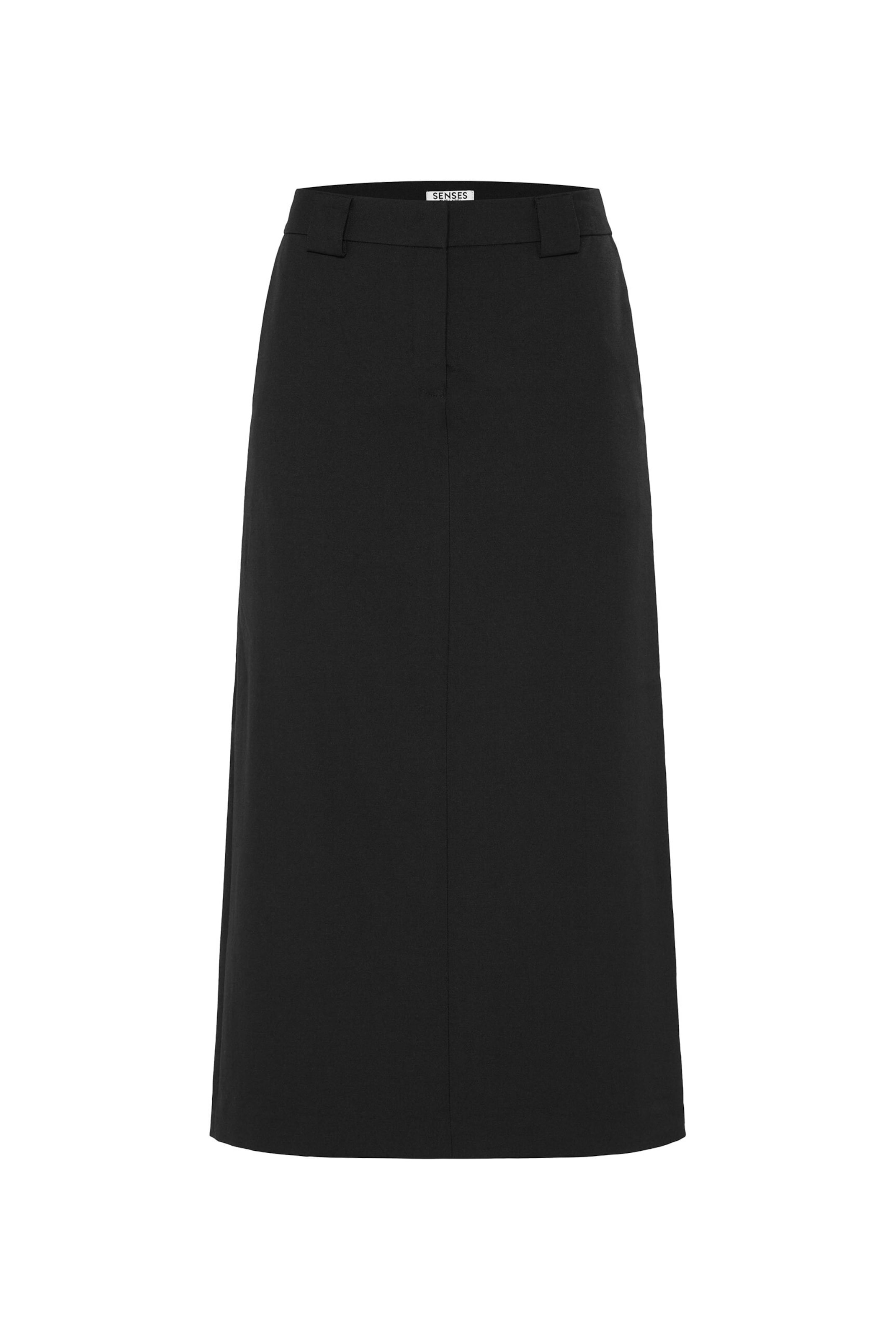 SENSES.THE LABEL Schmal geschnittener Maxirock FRE:YA mit Anzug-Details in Schwarz: Vorderseite