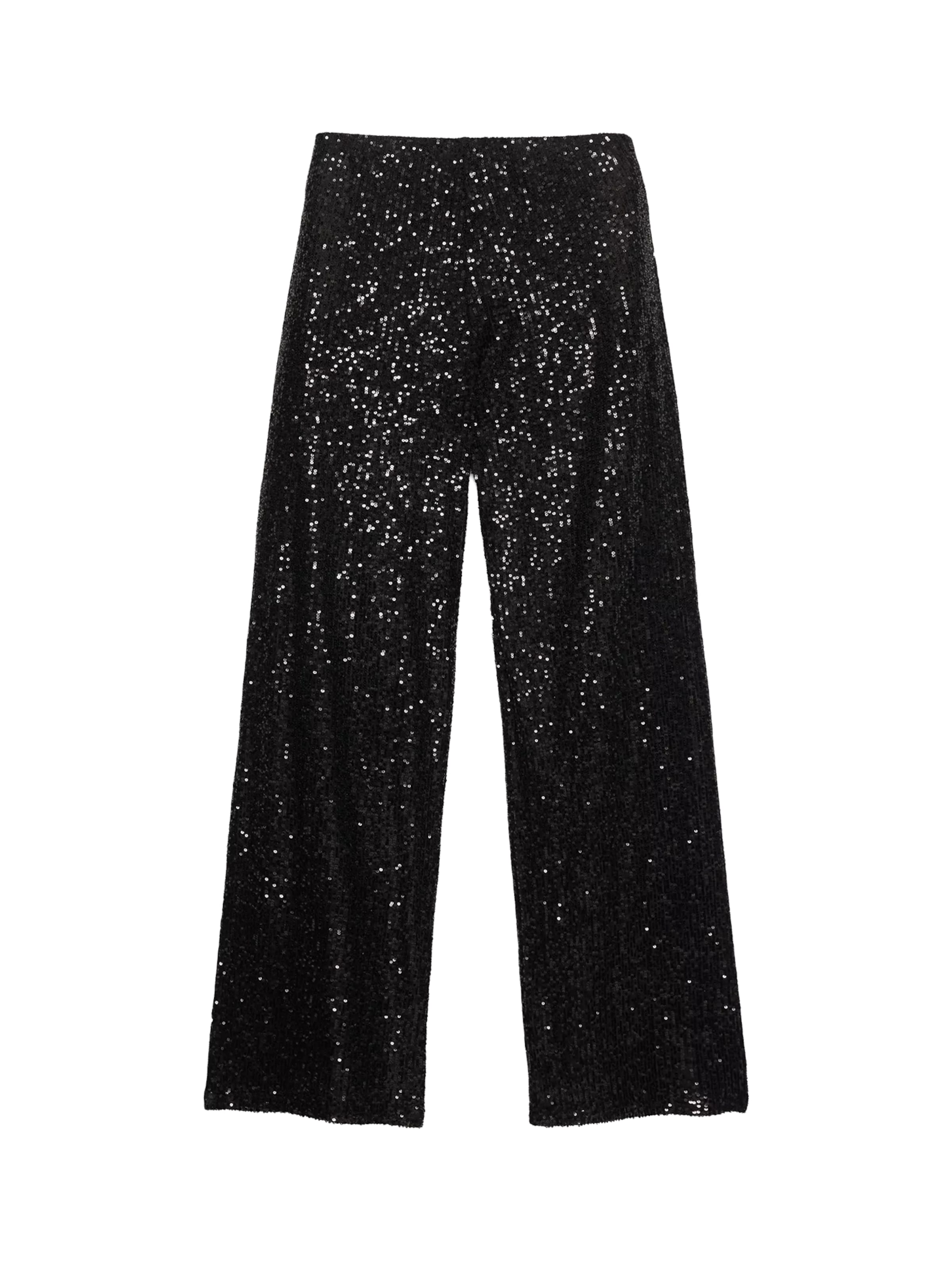 Pull&Bear Широка кройка Панталон в черно: отпред