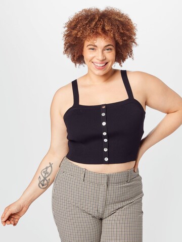 ABOUT YOU Curvy Kootud topp 'Luana', värv must: eest vaates