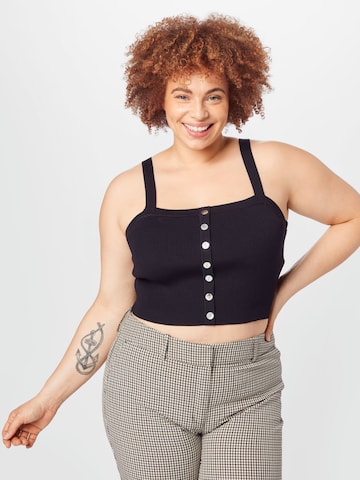 ABOUT YOU Curvy Kootud topp 'Luana', värv must: eest vaates