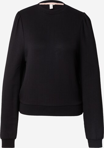 QS Sweatshirt in Zwart: voorkant