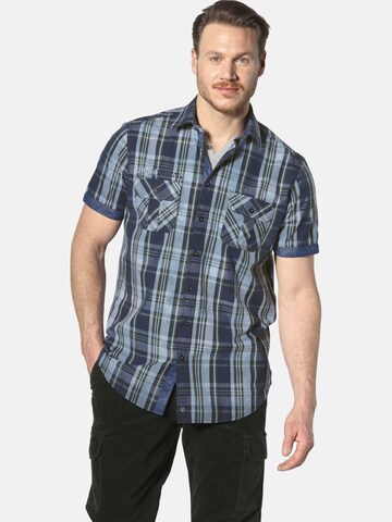 Jan Vanderstorm Comfort fit Button Up Shirt ' Landotan ' in Blue: front