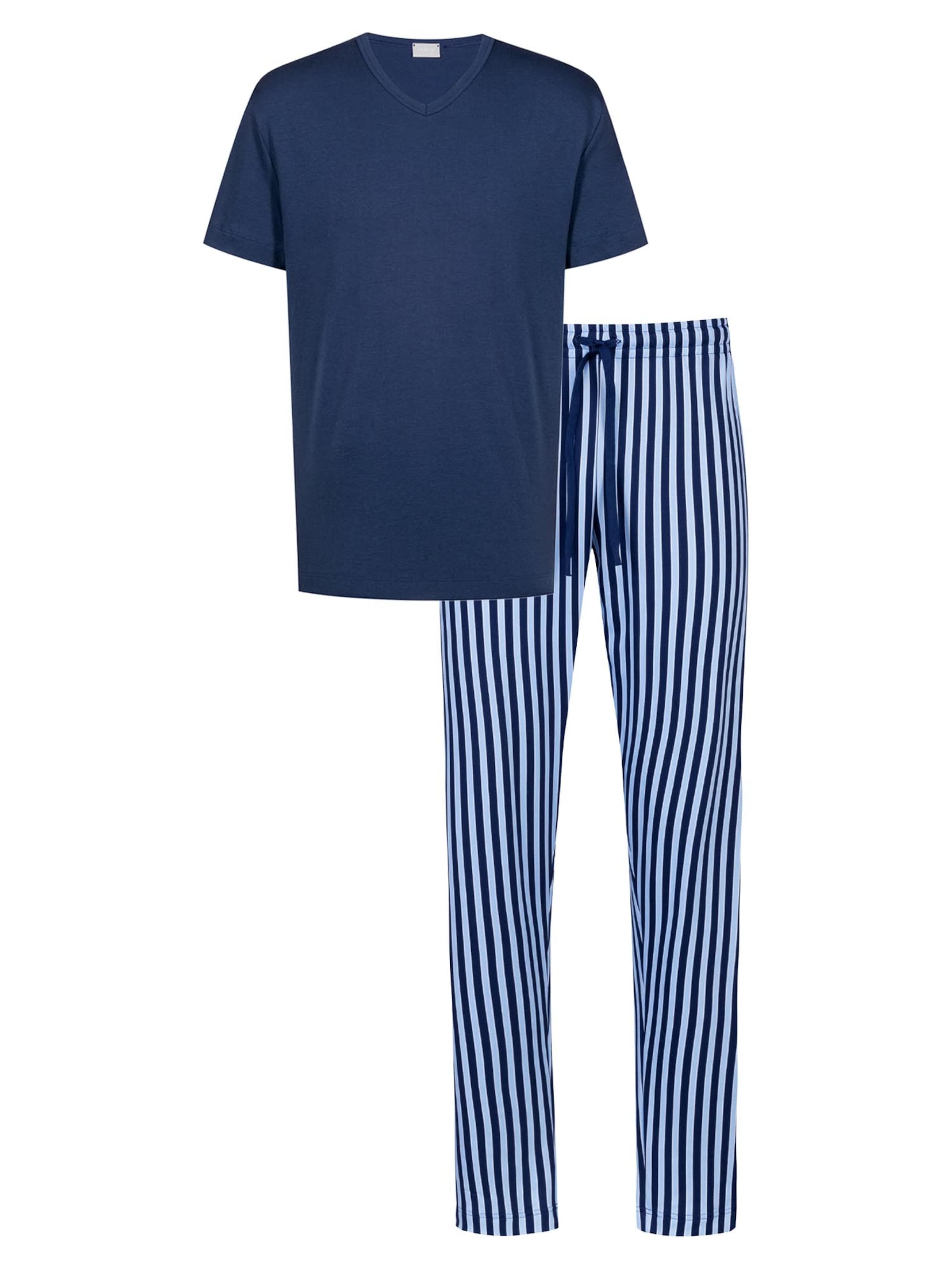 Mey Pajama short 'Graphic Stripes' in Blue: front