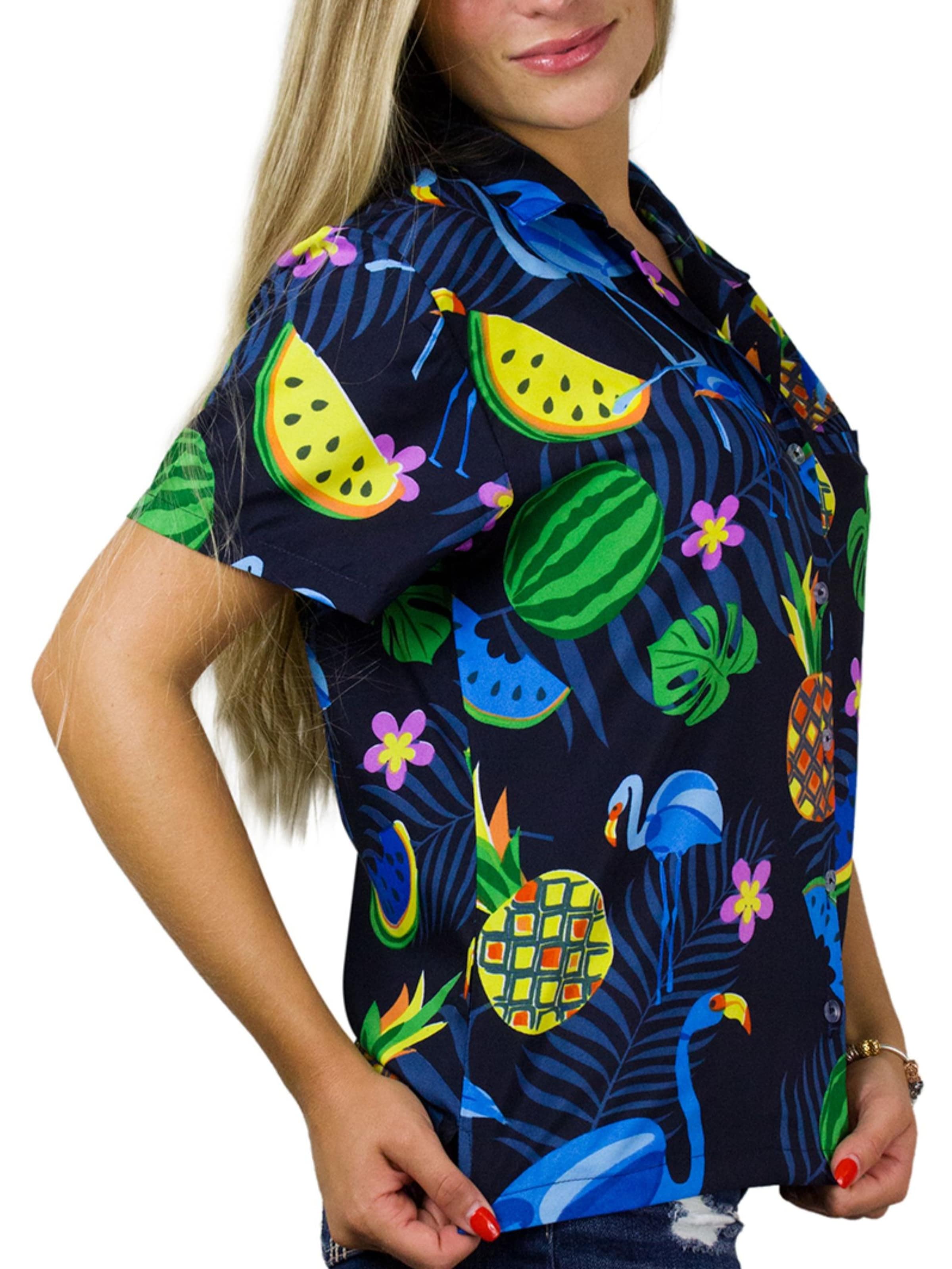 King Kameha Bluse 'Flamingo Melone'‌ in Blau
