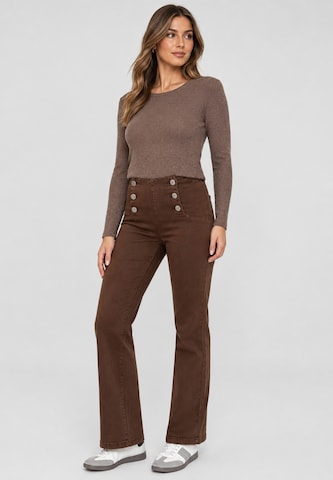 Elara Wide leg Jeans in Brown