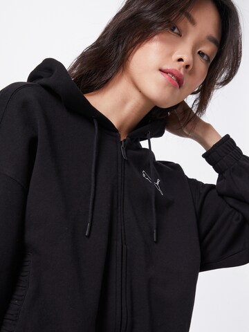 PUMA Athletic Zip-Up Hoodie 'HER' in Black