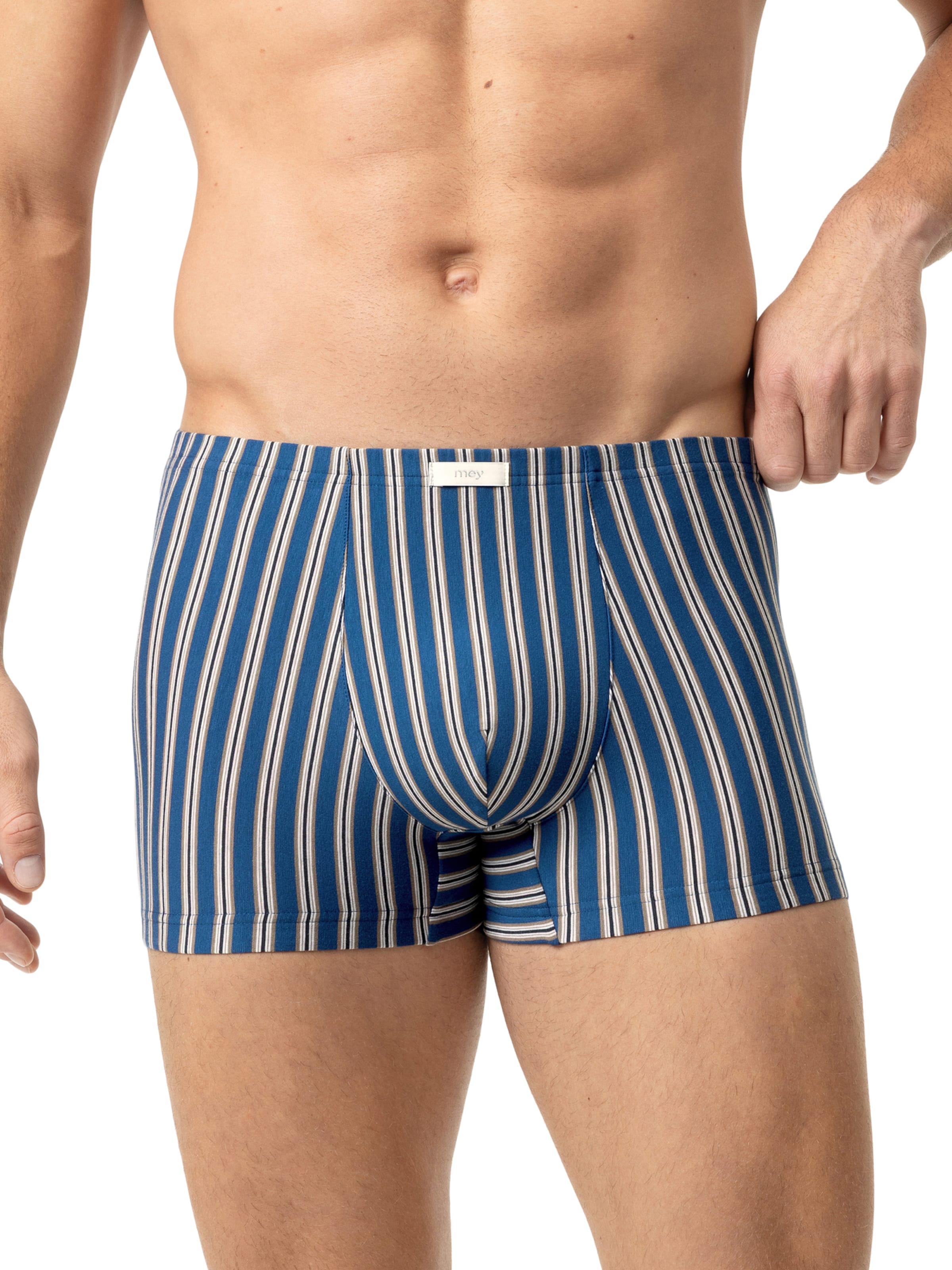 Mey Boxershorts ' Stream Stripes ' in Blauw: voorkant