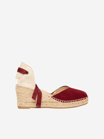 Sandalo 'Alpargata Cuña 7 cm' di Alhamas in rosso: frontale