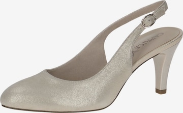 CAPRICE Slingback Pumps in Silver: front