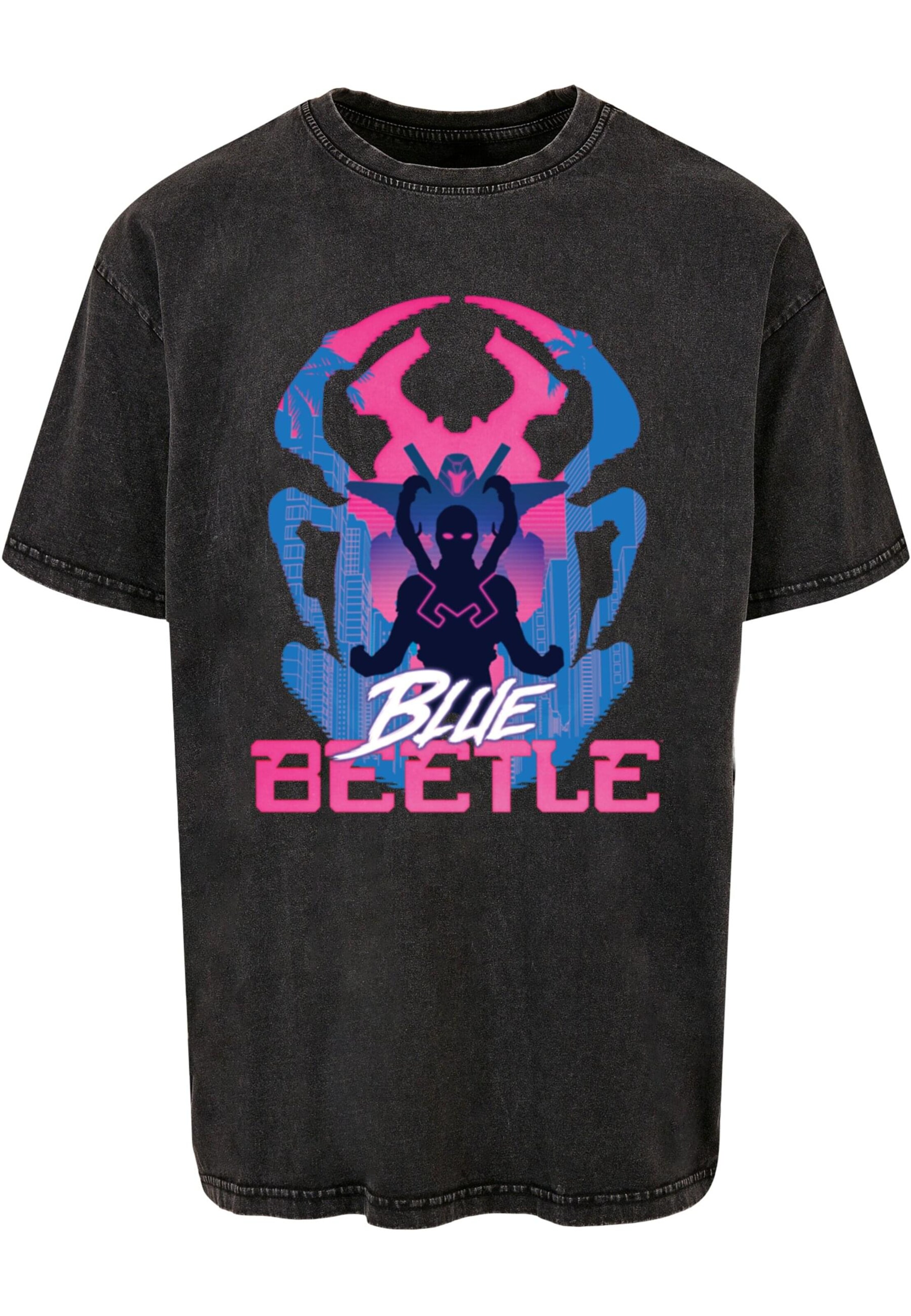 ABSOLUTE CULT Shirt 'Blue Beetle - Posing' in Black: front