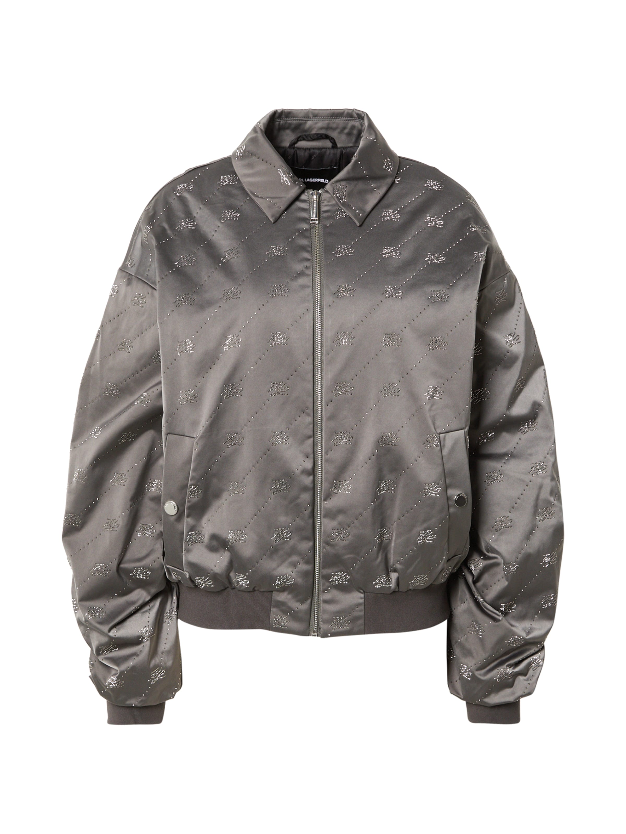 Karl Lagerfeld Φθινοπωρινό και ανοιξιάτικο μπουφάν σε γκρι: μπροστά