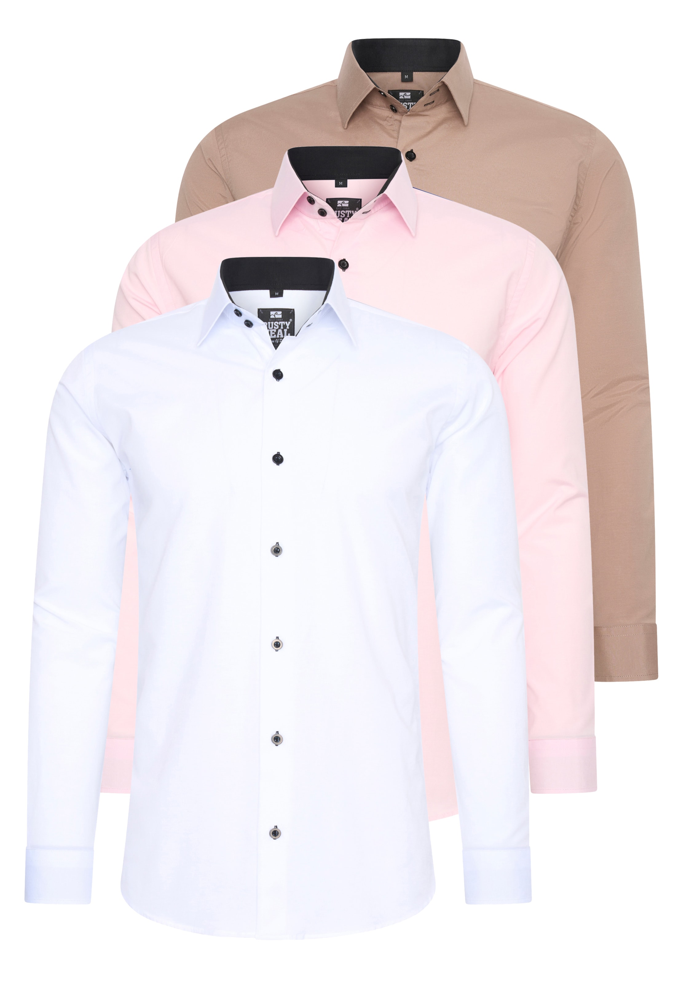 Rusty Neal Button Up Shirt in Beige: front