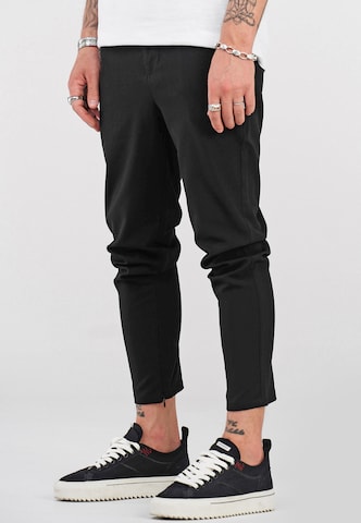 behype Regular Chino Pants 'B-KAY' in Black: front