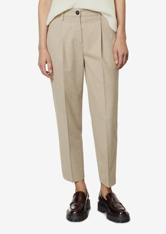Marc O'Polo Tapered Pleat-Front Pants in Beige: front