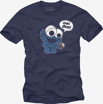 MAKAYA Shirt 'GameOver Monster' in Blue: front
