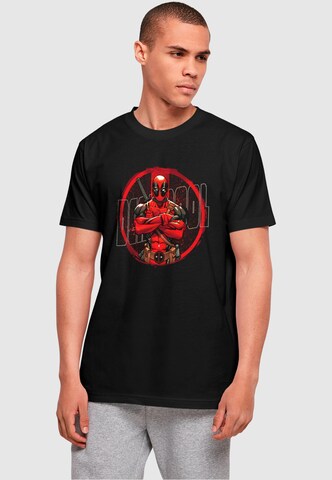 ABSOLUTE CULT Shirt 'Deadpool - Splatter Posed' in Black: front
