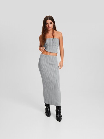 Bershka Knitted Top in Silver