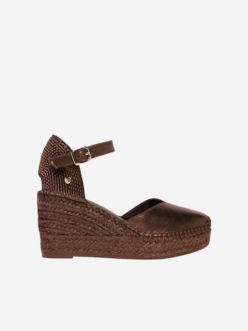 Alhamas Pumps 'Alpargata Cuña 8 cm Ante' in Bruin: voorkant