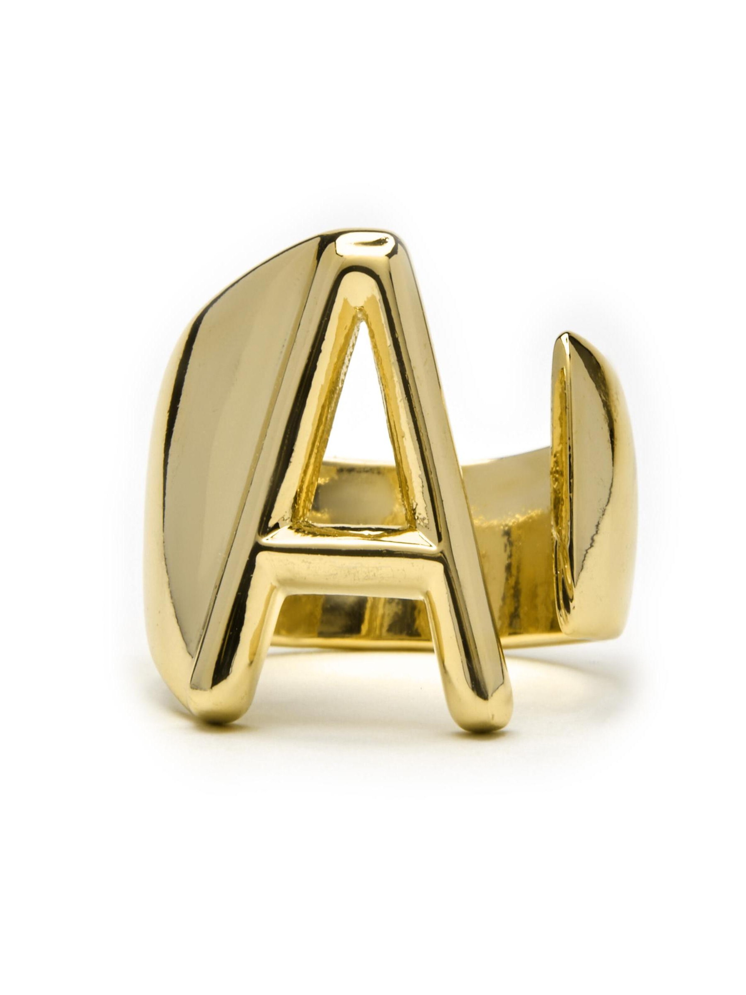 Luxenter Ring 'Alphabet A' in 50-60 in de kleur Goud, Productweergave