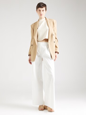 Warehouse Wide leg Pleat-front trousers in White