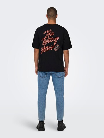 Only & Sons Shirt 'ROLLING STONES' in Black