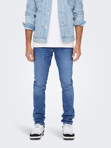 Coupe slim Jean 'Loom' Only & Sons en bleu : devant