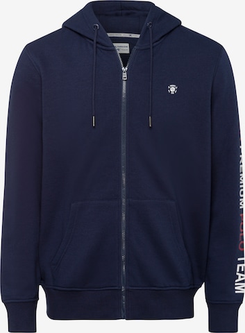 Tom Tailor Polo Team Zip-Up Hoodie in Blue: front
