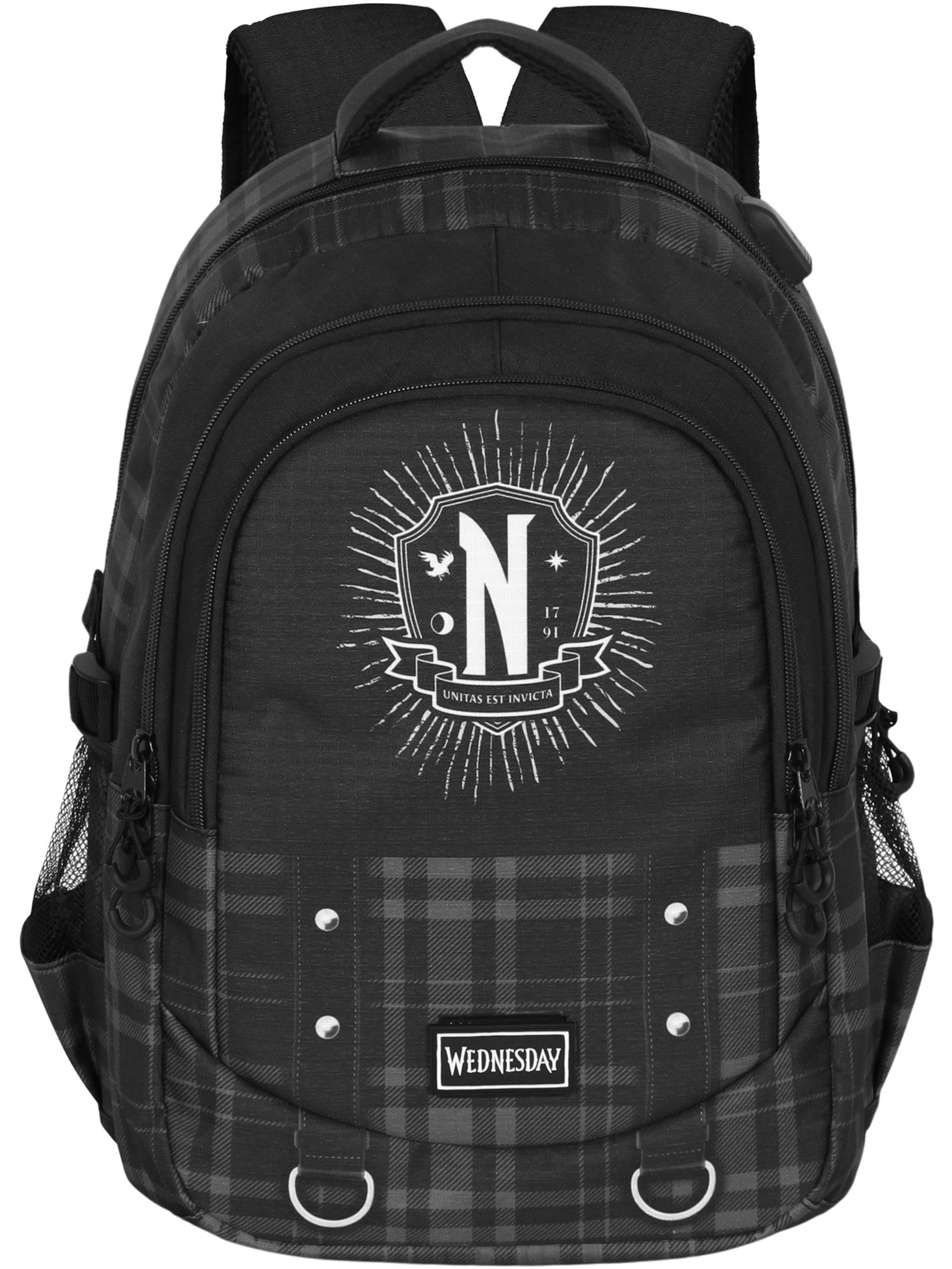 Wednesday Backpack 'Chains-Plus' in Black: front